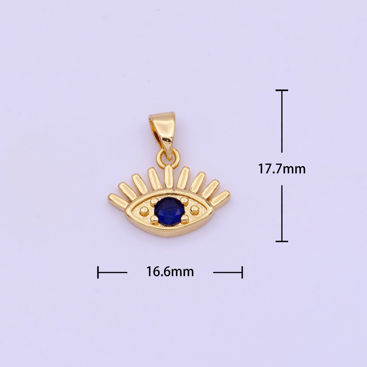 Mini Gold Evil Eye Blue Cubic Zirconia Pendant Amulet H-573 - DLUXCA