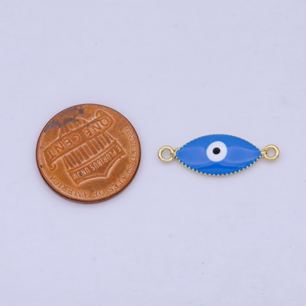 Mini Gold Evil Eye Charm Connector Blue Enamel Eye Link Connector G-922
