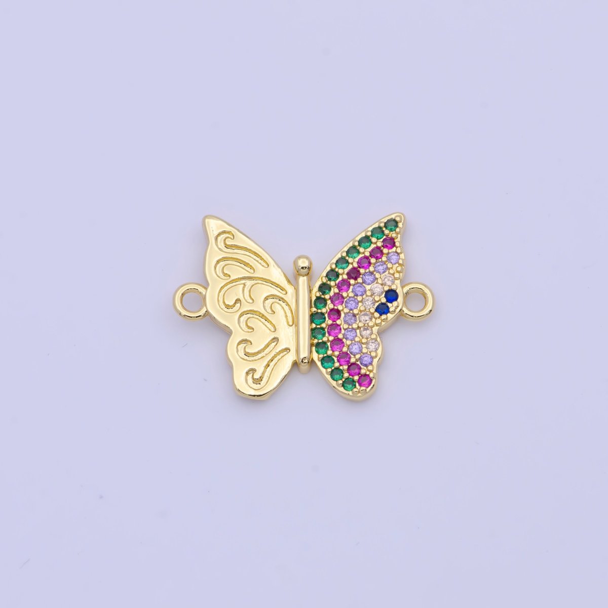 Mini Gold Filled Butterfly Charm Connector Micro Pave Monarch Link Connector for Bracelet Necklace Supply G-557