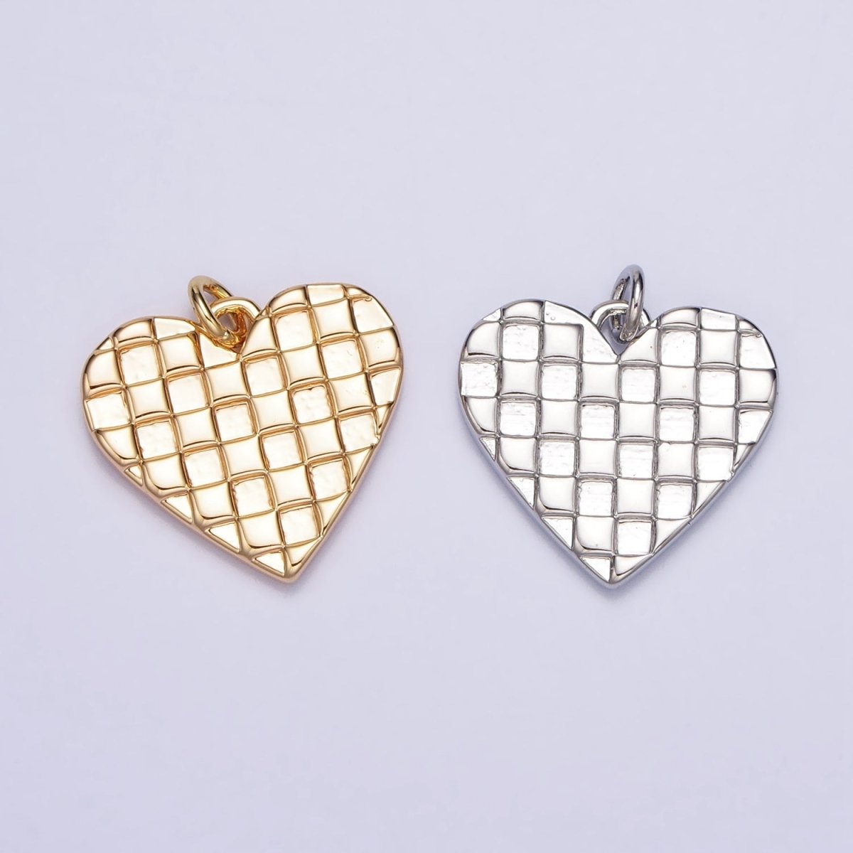 Mini Gold Filled Heart Pendant, Checker Heart Charm Love Pendant N-296 AC-399