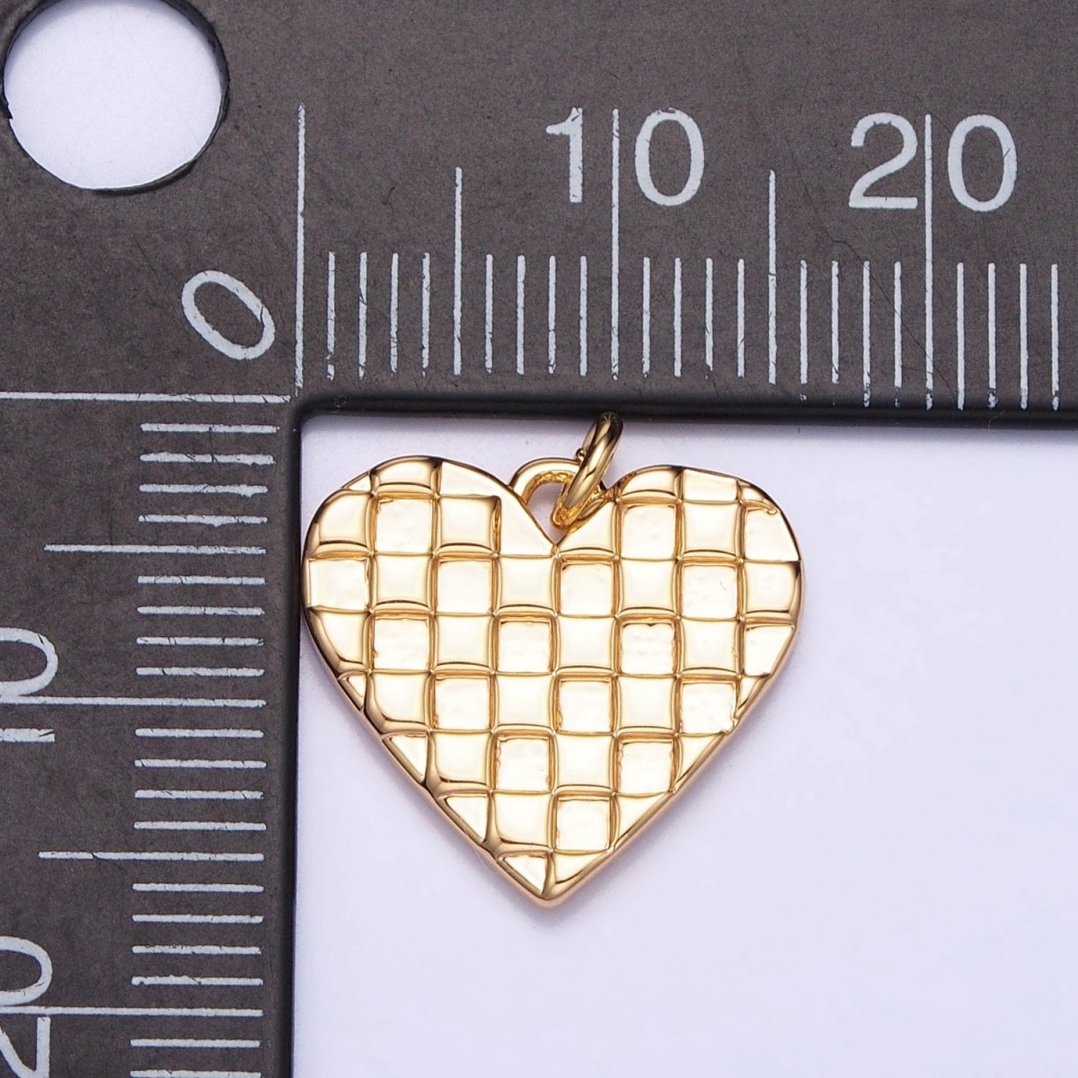 Mini Gold Filled Heart Pendant, Checker Heart Charm Love Pendant N-296 AC-399