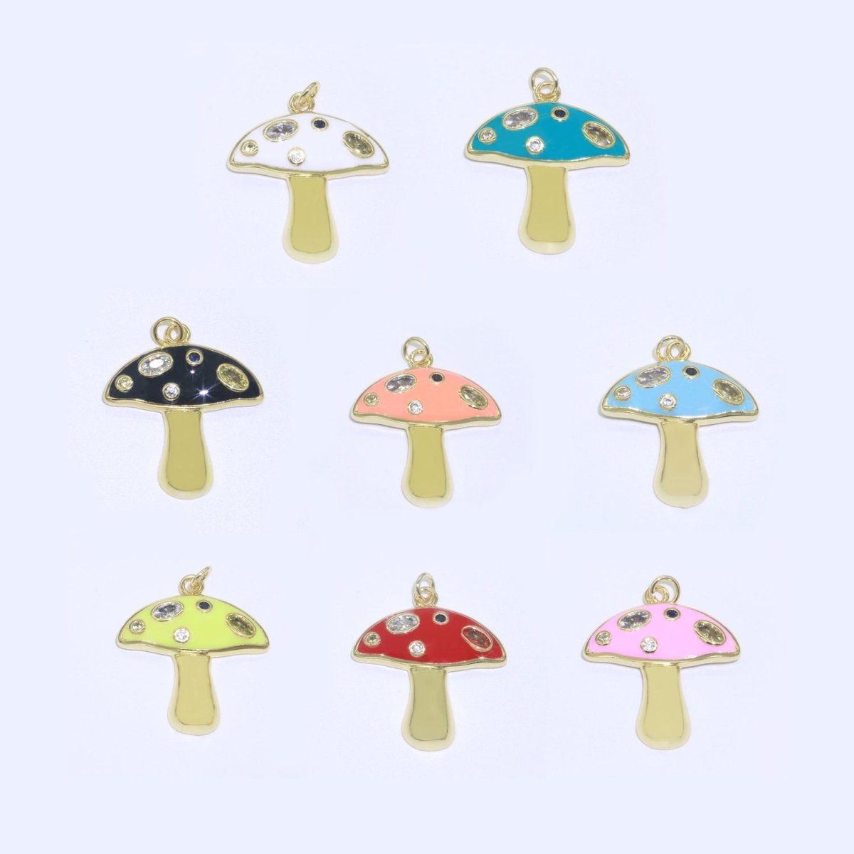 Mini Gold Filled Mushroom Charms, Enamel Magic Mushroom Pendant for Necklace Fantasy Celestial Jewelry for Statement Necklace M-410 - M-417