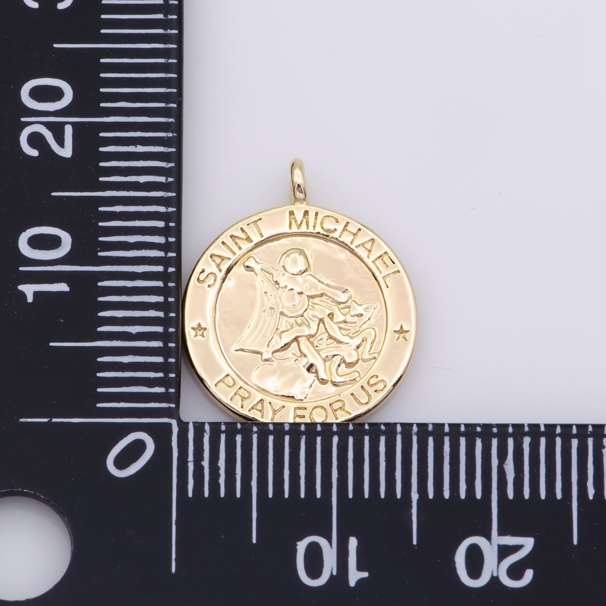 Mini Gold Filled Saint Michael Charm Pendant Pray For Us Jewelry Inspired M481 - DLUXCA