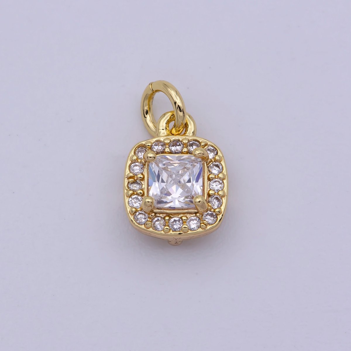 Mini Gold Filled Square CZ charm Dangle square Micro Pave charm M-921 - DLUXCA