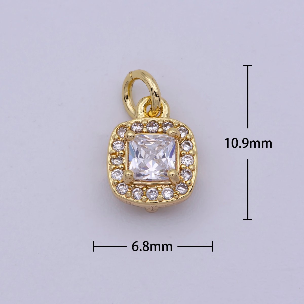 Mini Gold Filled Square CZ charm Dangle square Micro Pave charm M-921 - DLUXCA