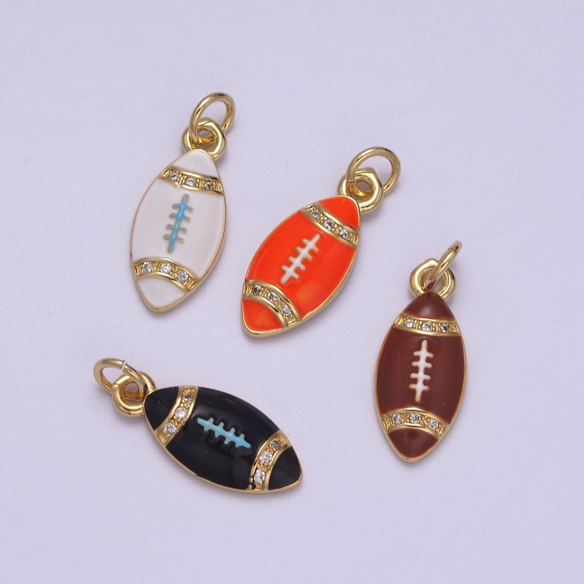 Mini Gold Football Charm Sports Ball Super Ball Party Jewelry Necklace Earring Bracelet Making N-925 - N-928