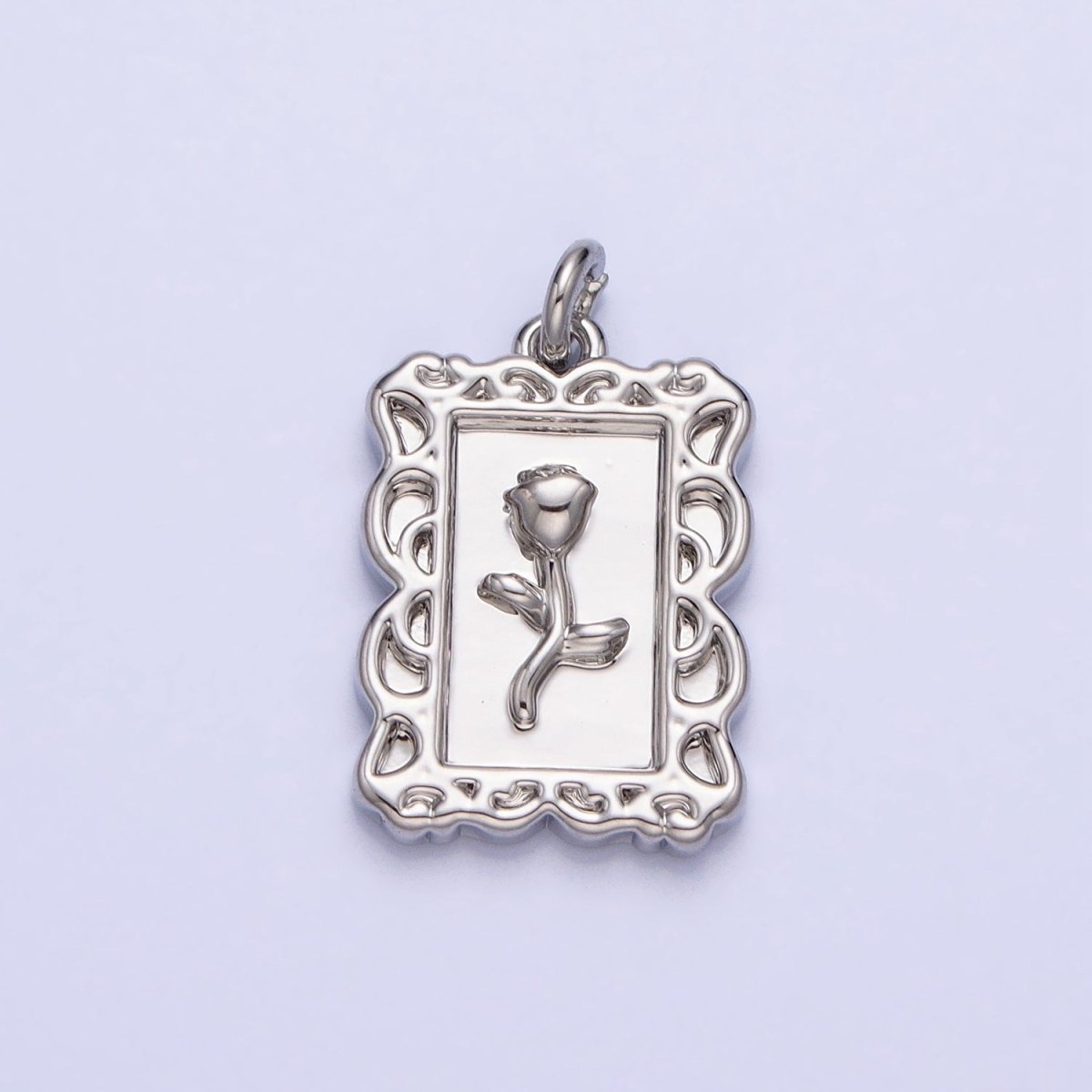 Mini Gold Frame Rose Charm Silver Belle Flower in the Picture frame AC751 AC752