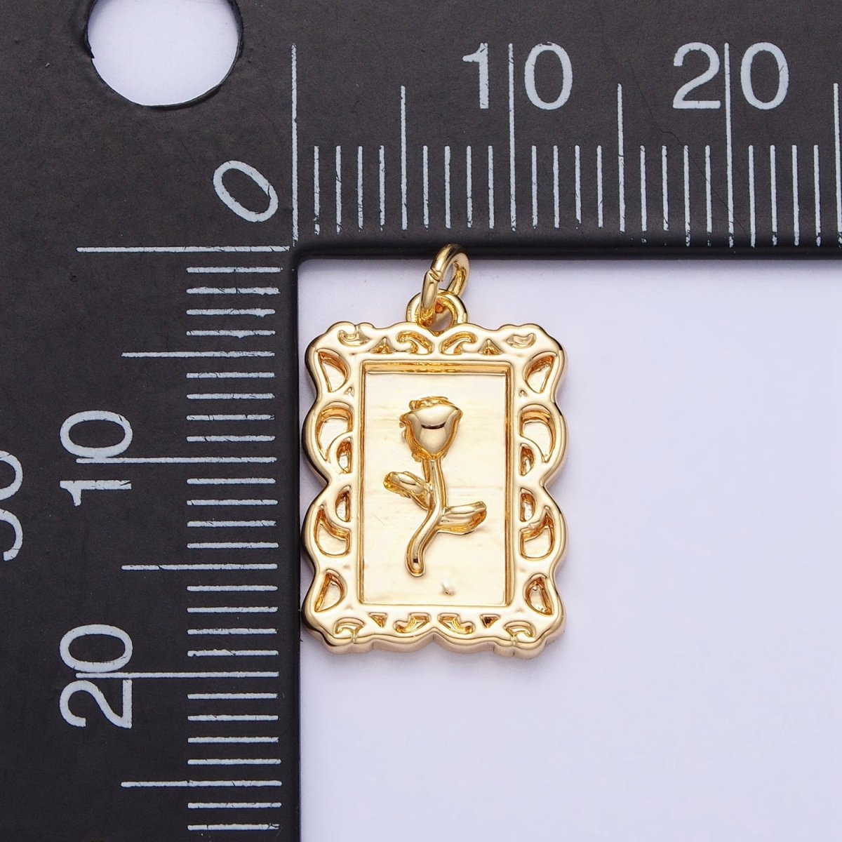 Mini Gold Frame Rose Charm Silver Belle Flower in the Picture frame AC751 AC752