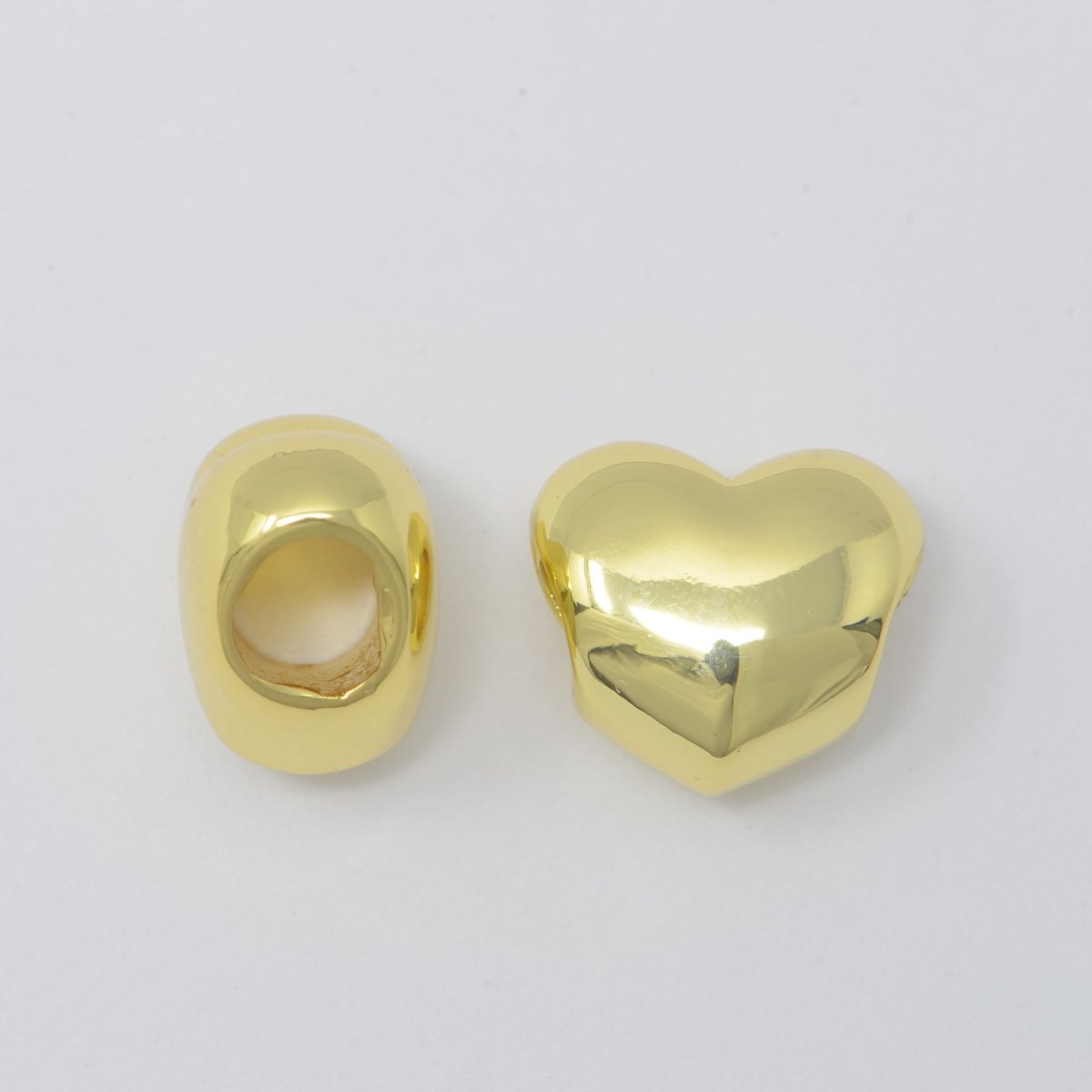 Mini Gold Heart Beads, Plain Gold Filled Love Valentine Couple Heart Accessories Making Beads B-573 - DLUXCA