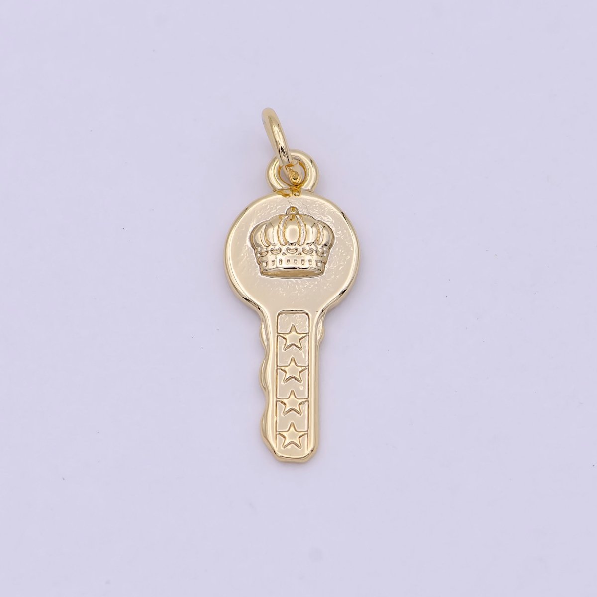 Mini Gold Key Charm with Crown Design N-365 - DLUXCA