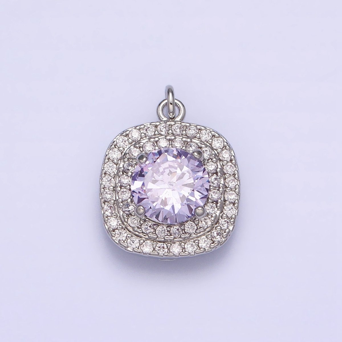 Mini Gold Lavender Oval Square Charm with Micro Pave Cz Stone Geometric Pendant AC502 AC503