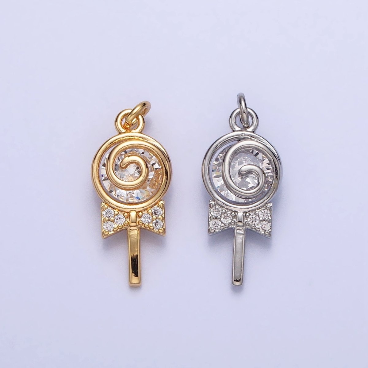 Mini Gold Lollipop Charm Silver Candy Charm Bracelet Charm, Earring Charm, Necklace Charm, Sweety Charm, Lollipop Candy Charm