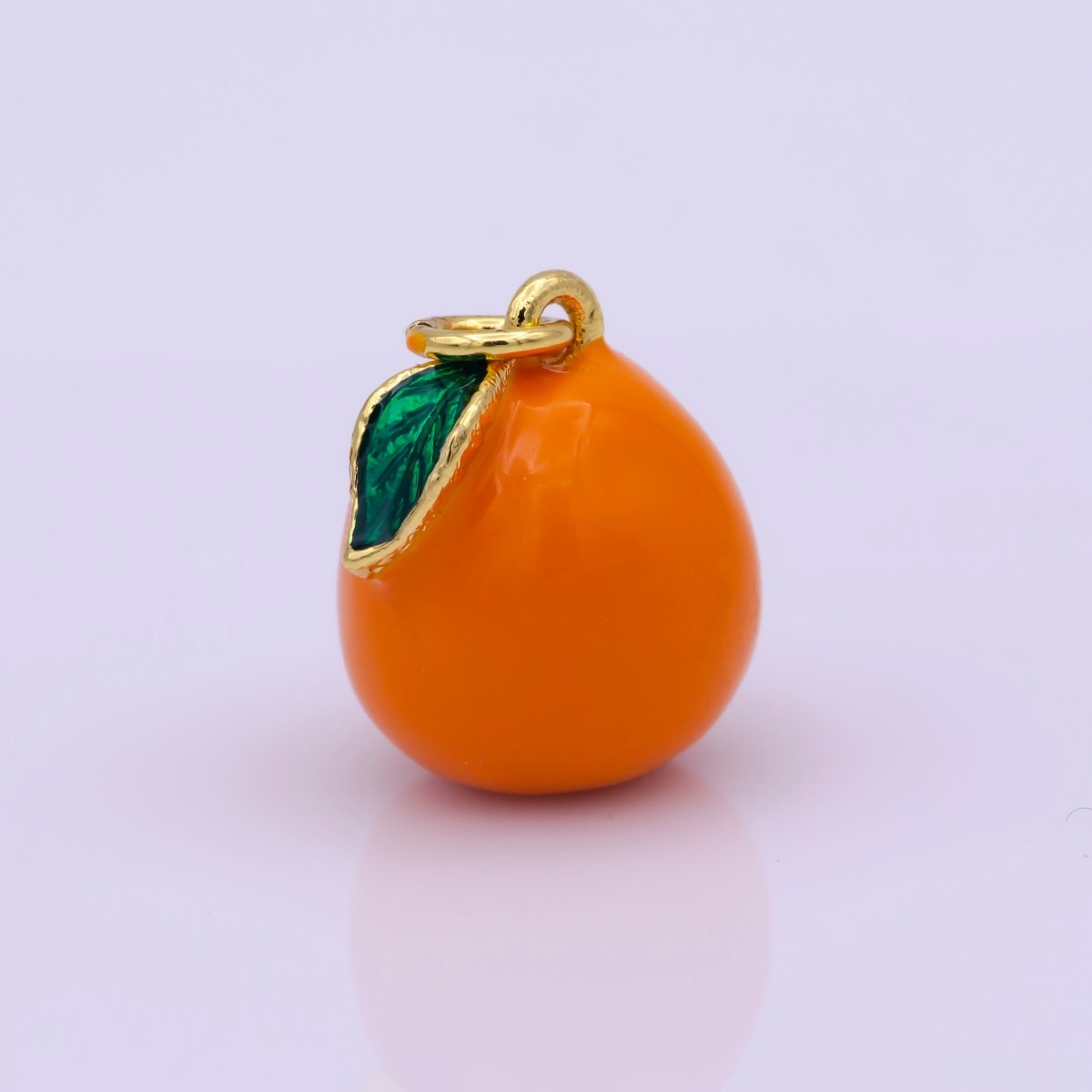Mini Gold Orange Charm Enamel Tangerine Pendant M-827 - DLUXCA