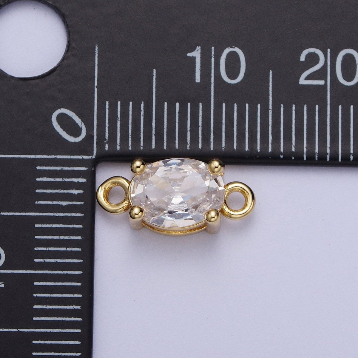 Mini Gold Oval Charm Connector for Necklace Bracelet Earring Link Connector Pink Clear CZ Stone Finding G-571 G-572