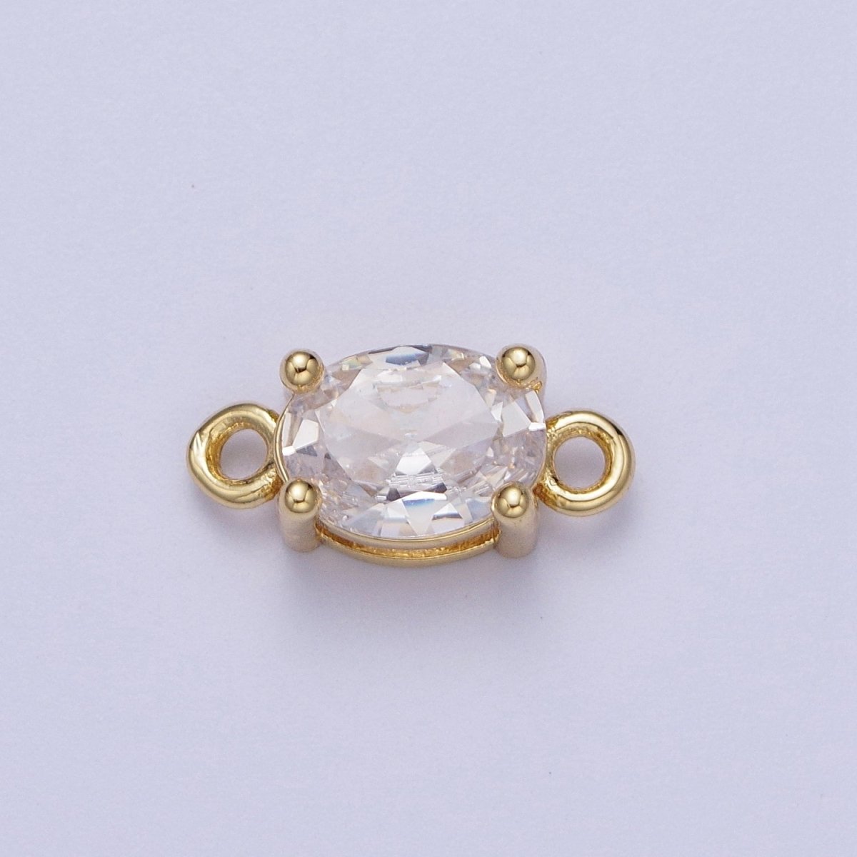 Mini Gold Oval Charm Connector for Necklace Bracelet Earring Link Connector Pink Clear CZ Stone Finding G-571 G-572