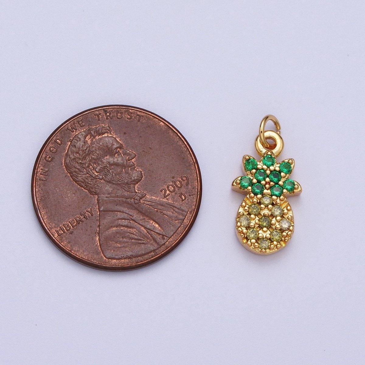 Mini Gold Pineapple Charm Hawaii tropical island summer fruit food charm Dole Charm 24k Gold Filled Add on Charm Bracelet Necklace AC028
