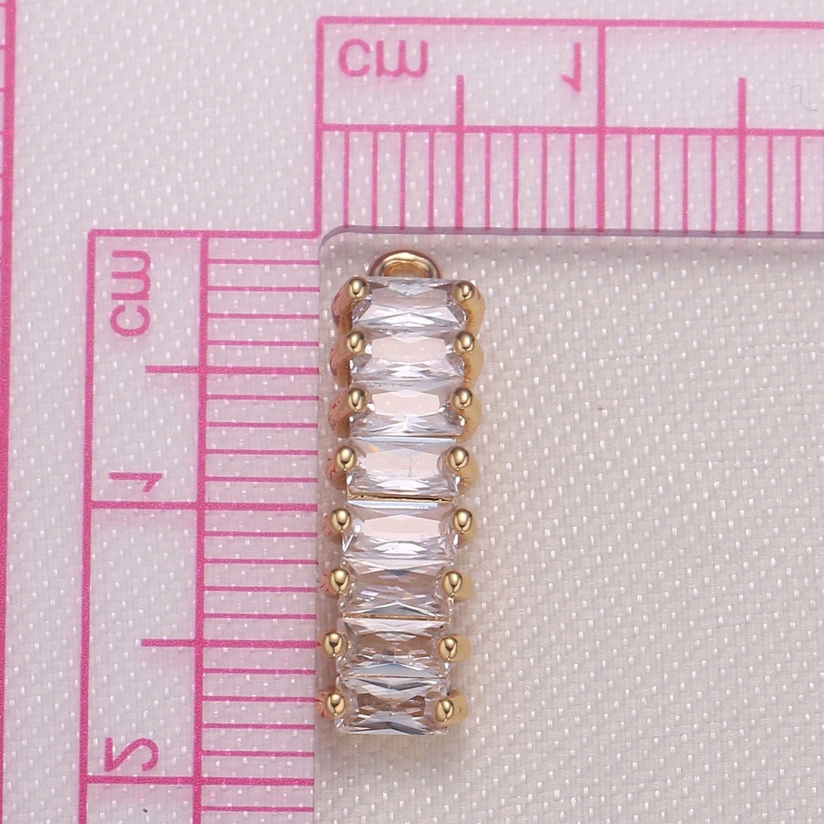 Mini Gold Plated Zirconia Rectangle Charm Dainty Geometric CZ Charm Pendant GP-930