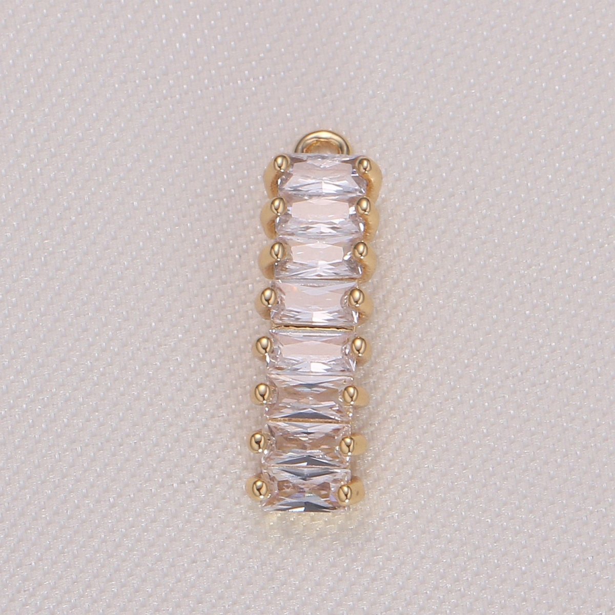 Mini Gold Plated Zirconia Rectangle Charm Dainty Geometric CZ Charm Pendant GP-930