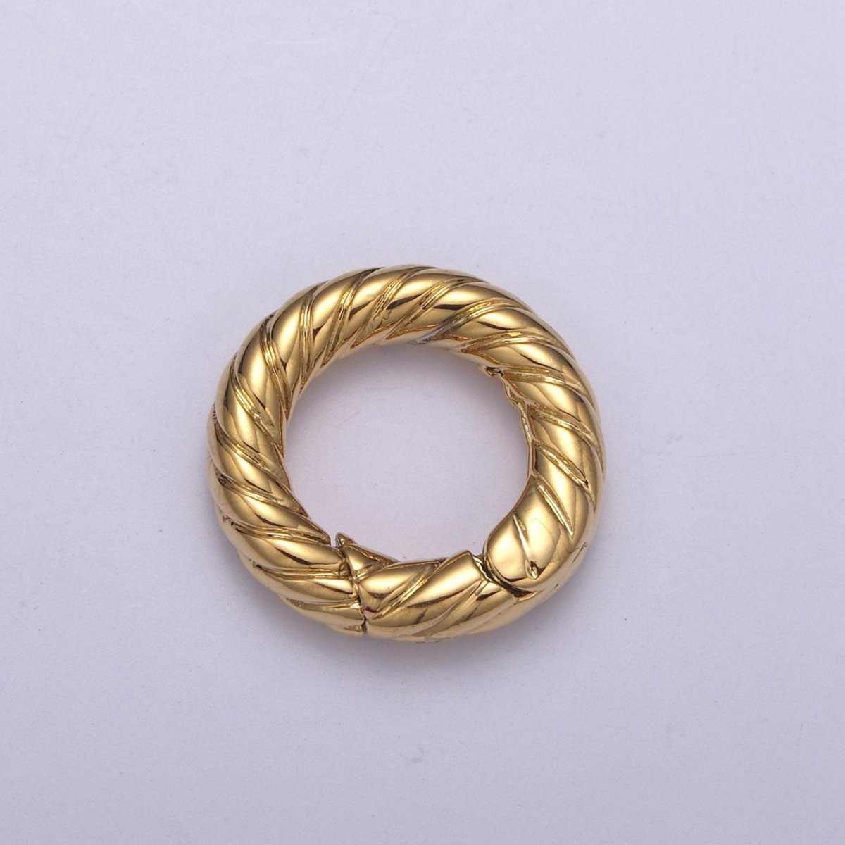 Mini Gold Push Gate ring, 15mm Round Twisted Rope Ring Charm Holder L-598 L-599