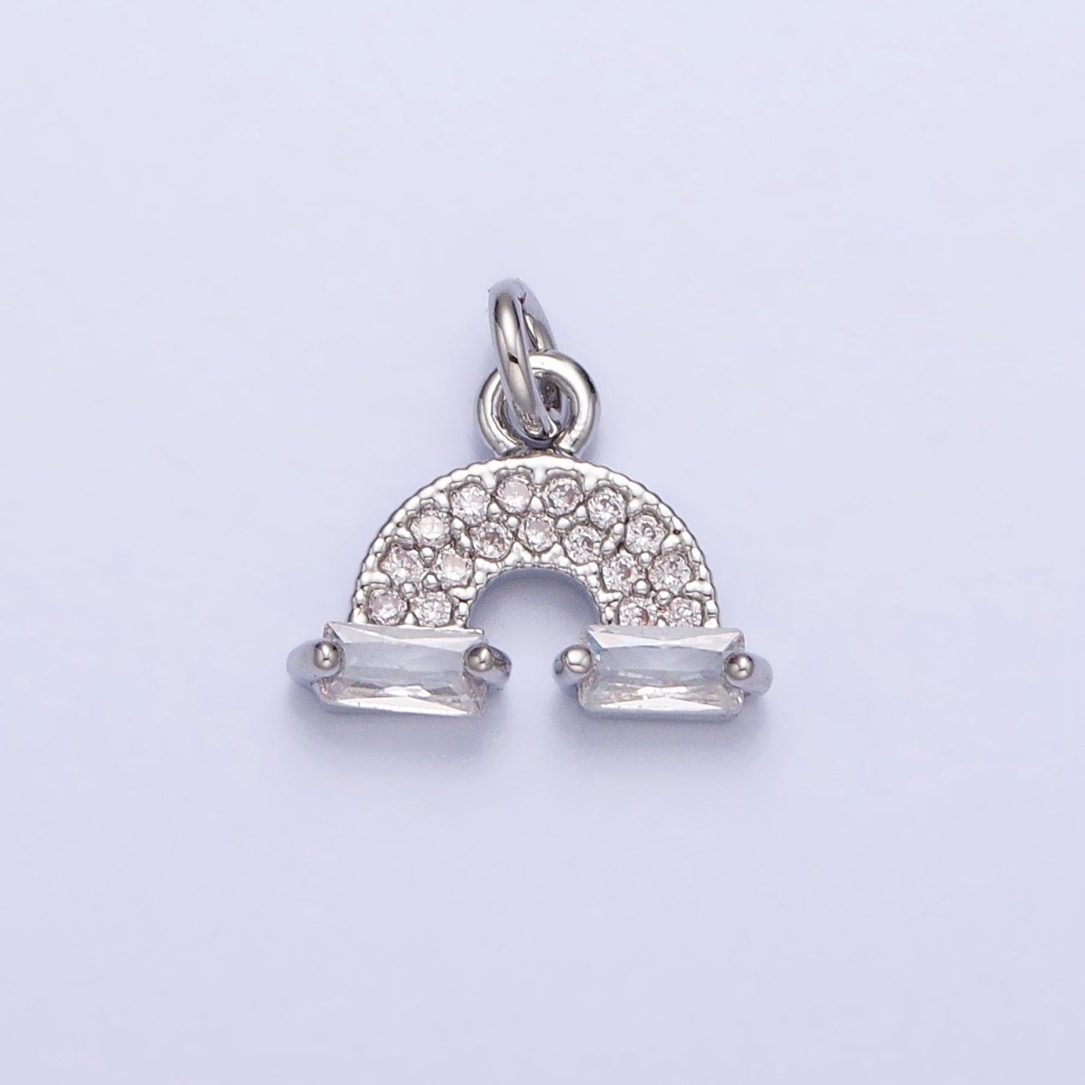 Mini Gold Rainbow Charm Silver Cloud Rainbow Micro Pave Cz Stone Pendant AC723 AC724