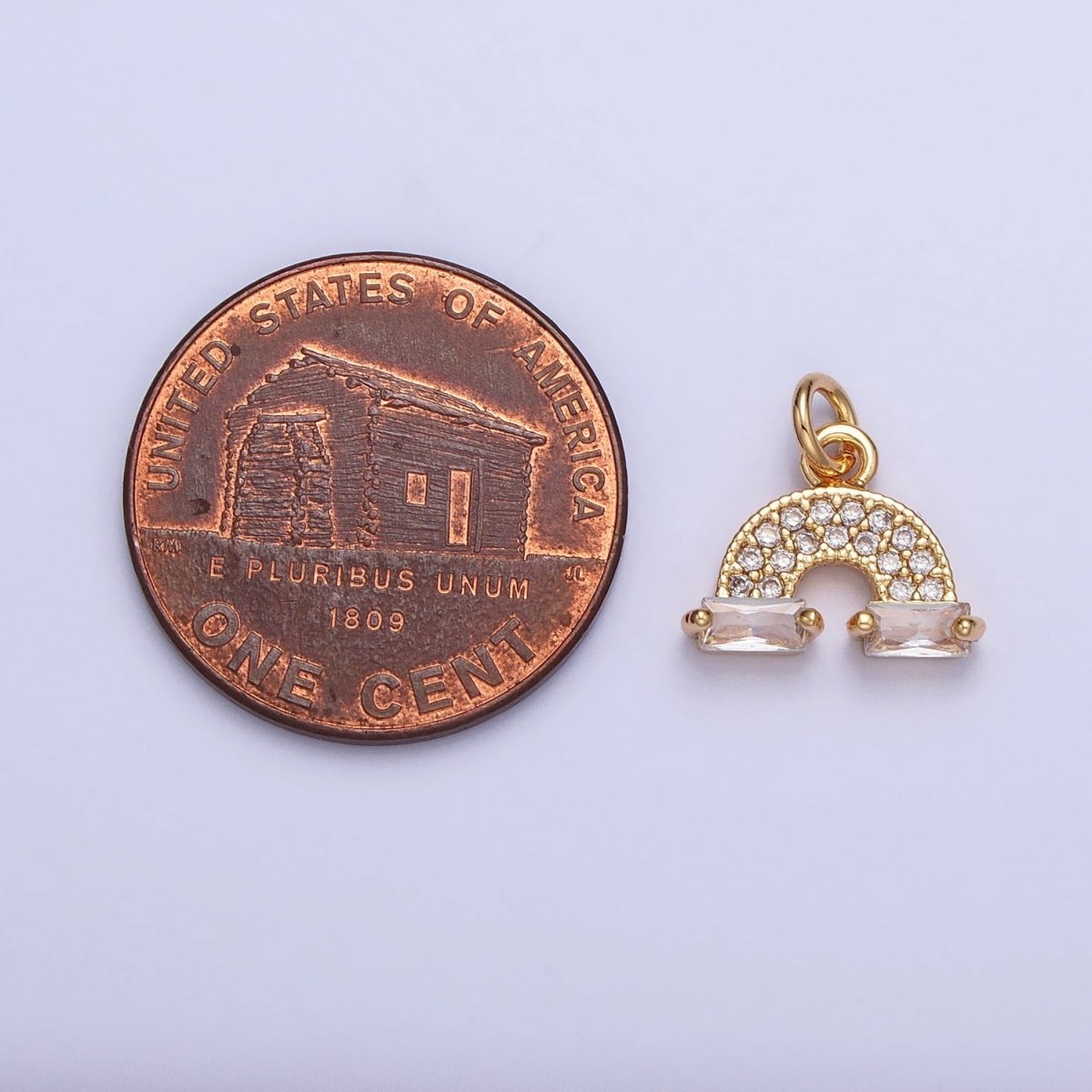 Mini Gold Rainbow Charm Silver Cloud Rainbow Micro Pave Cz Stone Pendant AC723 AC724