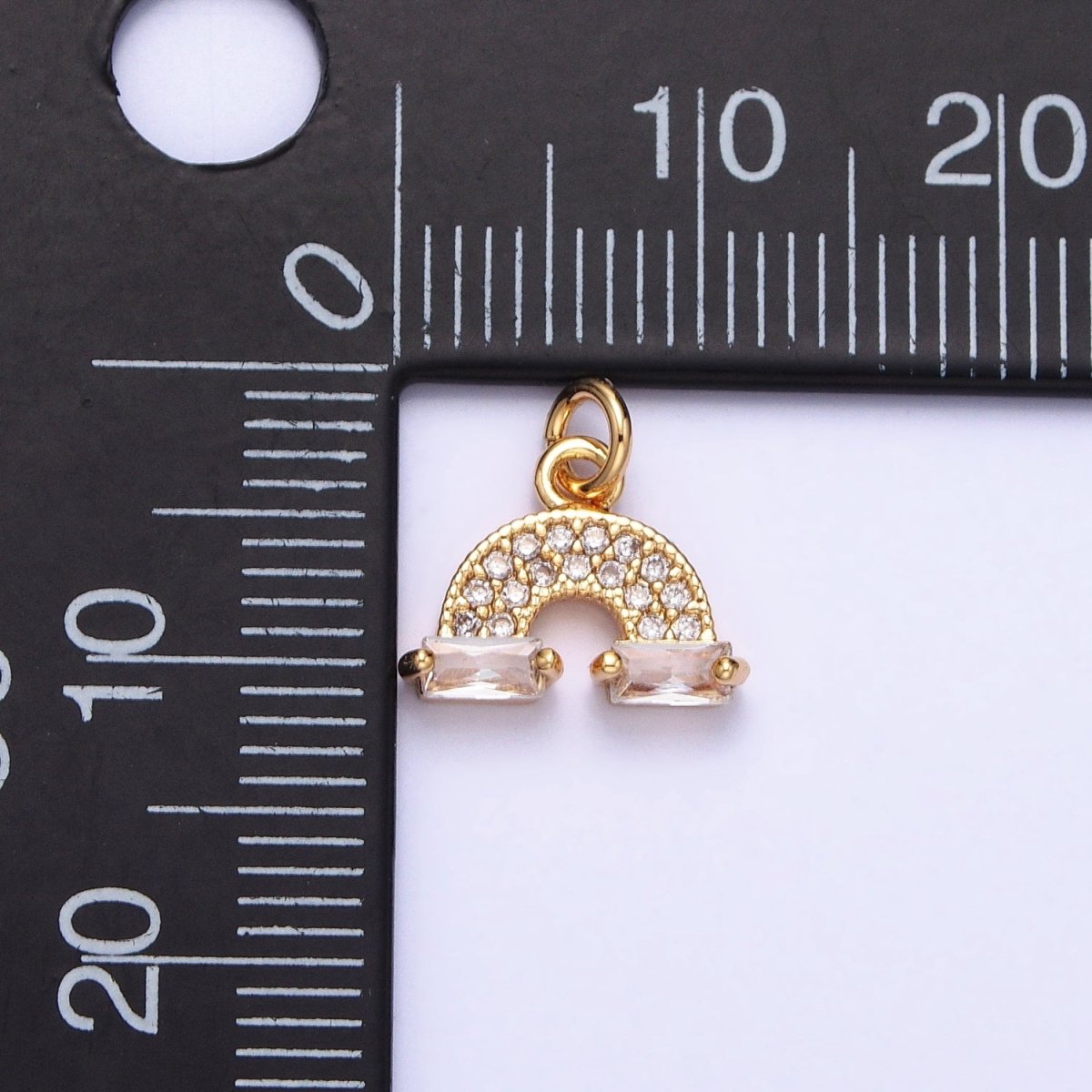 Mini Gold Rainbow Charm Silver Cloud Rainbow Micro Pave Cz Stone Pendant AC723 AC724