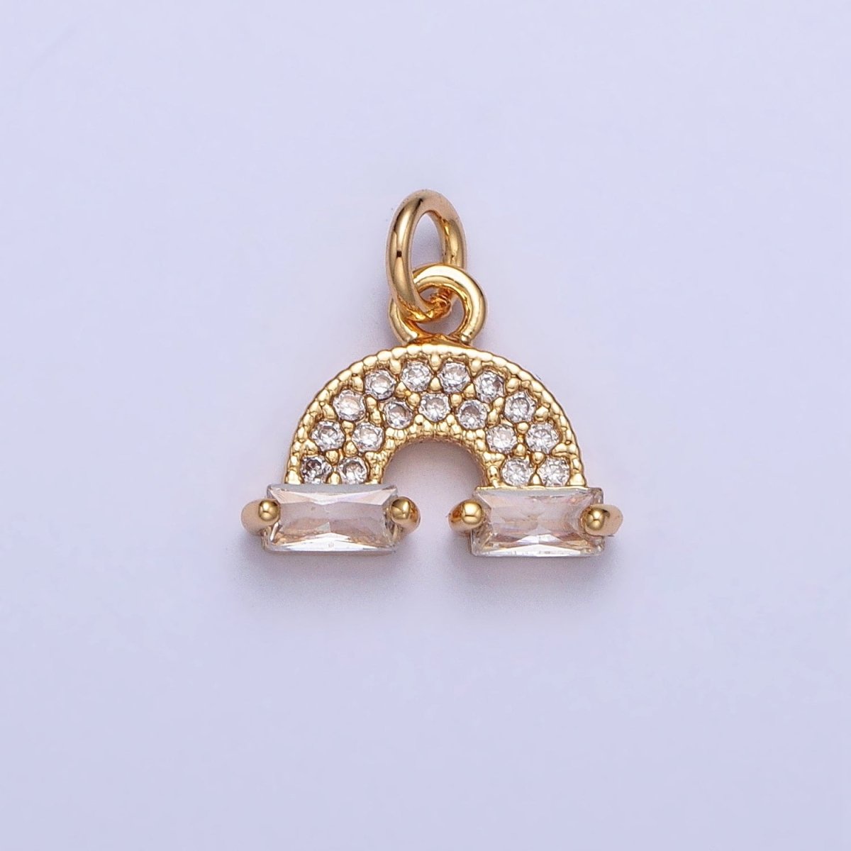 Mini Gold Rainbow Charm Silver Cloud Rainbow Micro Pave Cz Stone Pendant AC723 AC724