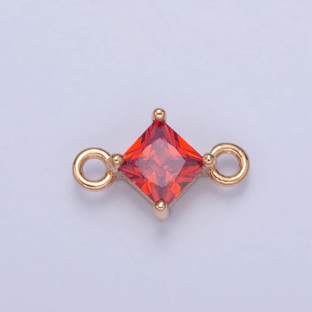 Mini Gold Rhombus Red, Pink CZ Charm Connector For Link Charm Connector | G-918 G-919