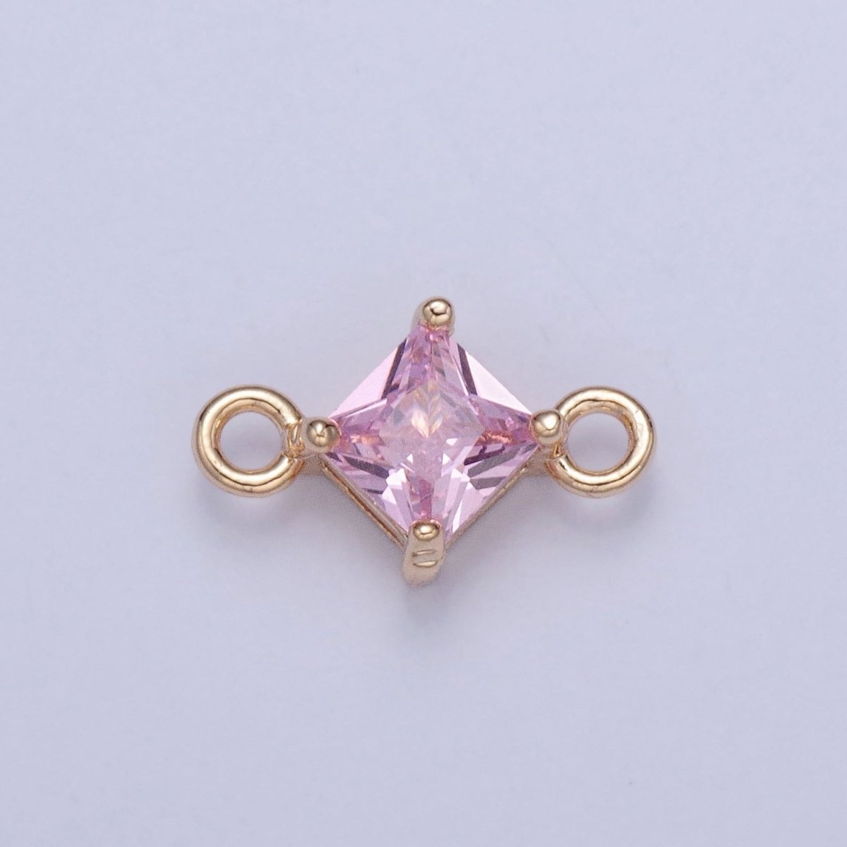 Mini Gold Rhombus Red, Pink CZ Charm Connector For Link Charm Connector | G-918 G-919