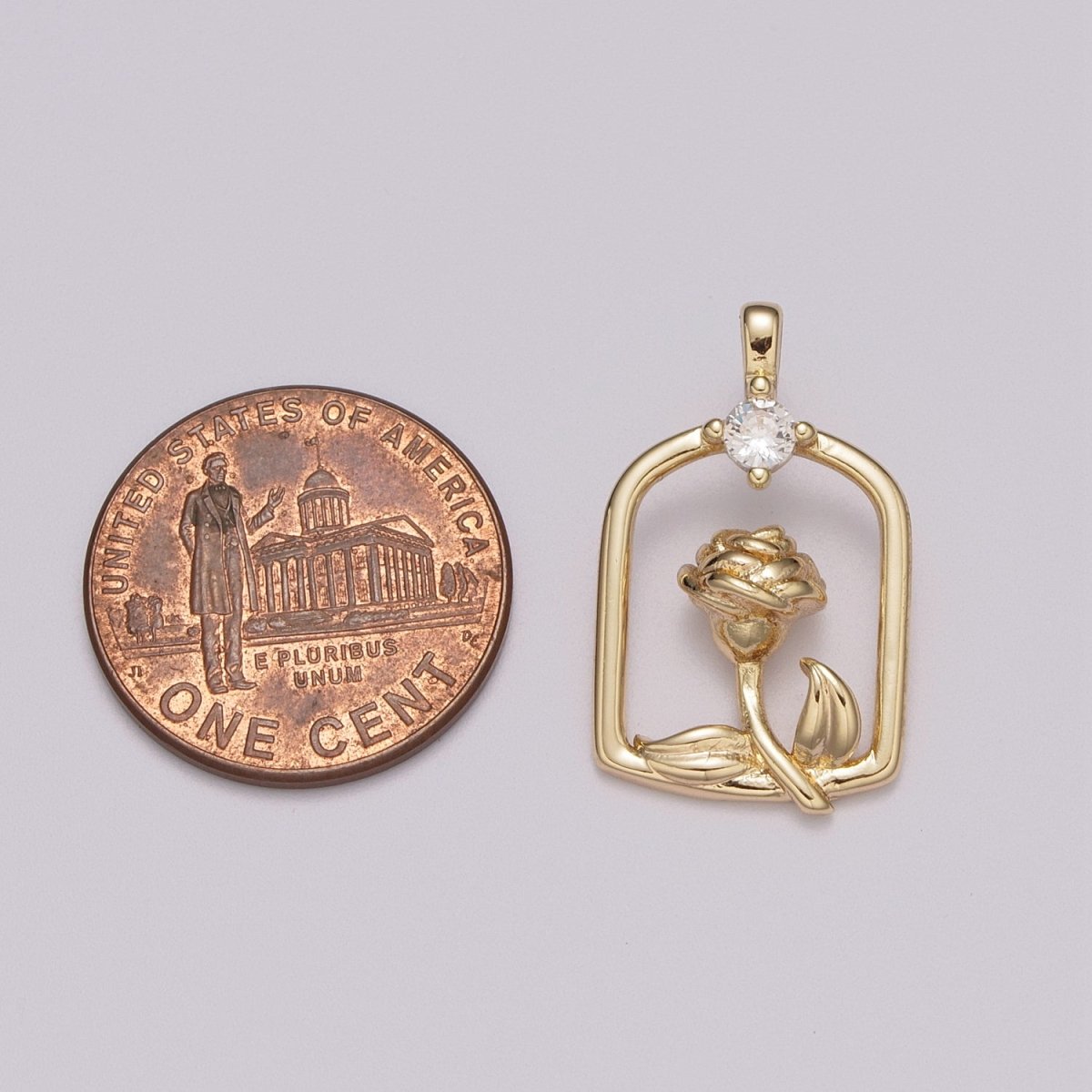 Mini Gold rose Charm Micro Pave Flower Charm Minimalist Jewelry Pendant for Necklace Bracelet Component M-784 - DLUXCA