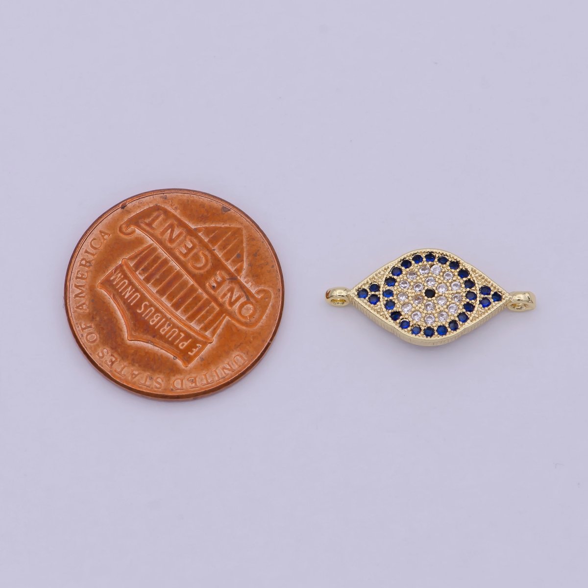 Mini Gold / Silver Cubic Evil eye Charm Connector for Link connector Bracelet, Necklace Component F-047