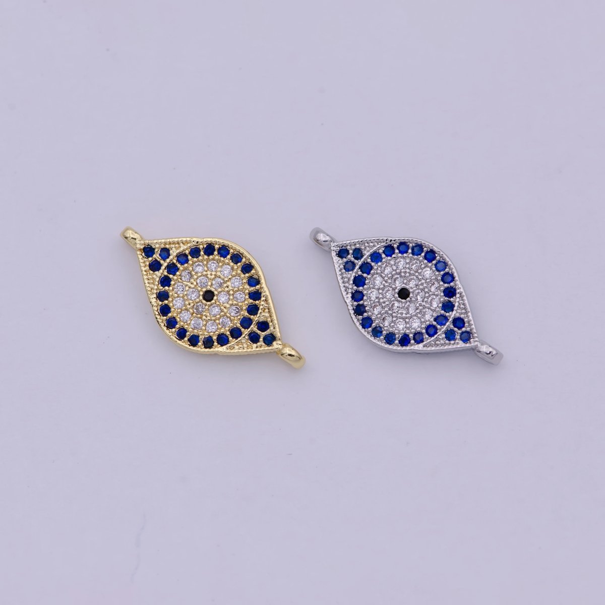 Mini Gold / Silver Cubic Evil eye Charm Connector for Link connector Bracelet, Necklace Component F-047