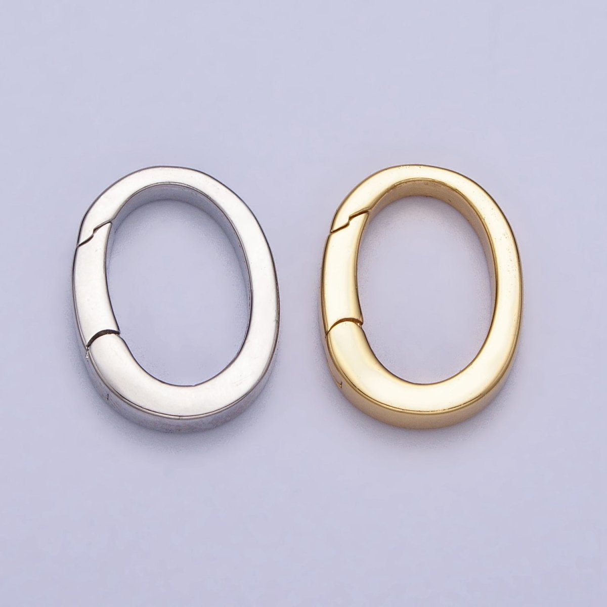 Mini Gold Spring Gate Ring, Push Gate ring 13.4 x 17.5mm Oval Ring Charm Holder Gold Clasp for Jewelry Clasp Z-305 Z-306