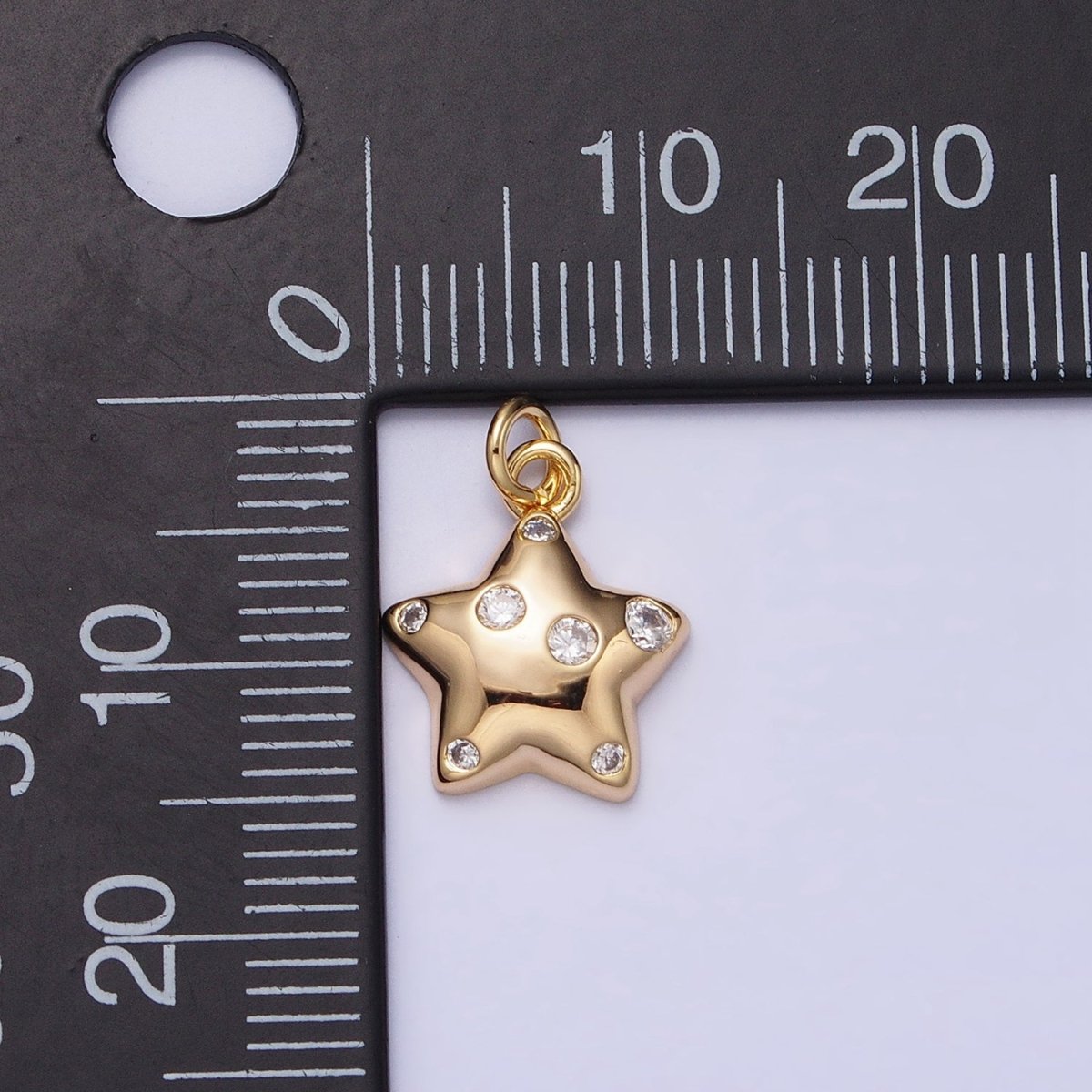 Mini Gold Star Charm with CZ Stone Dots Bubble Celestial Jewelry Pendant AC514 AC515