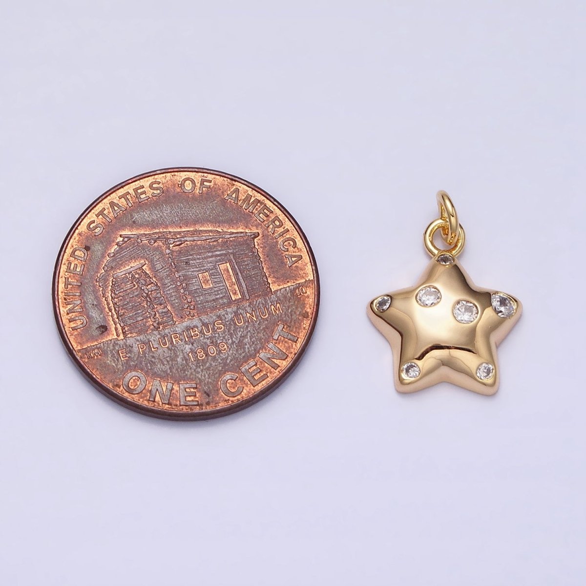 Mini Gold Star Charm with CZ Stone Dots Bubble Celestial Jewelry Pendant AC514 AC515