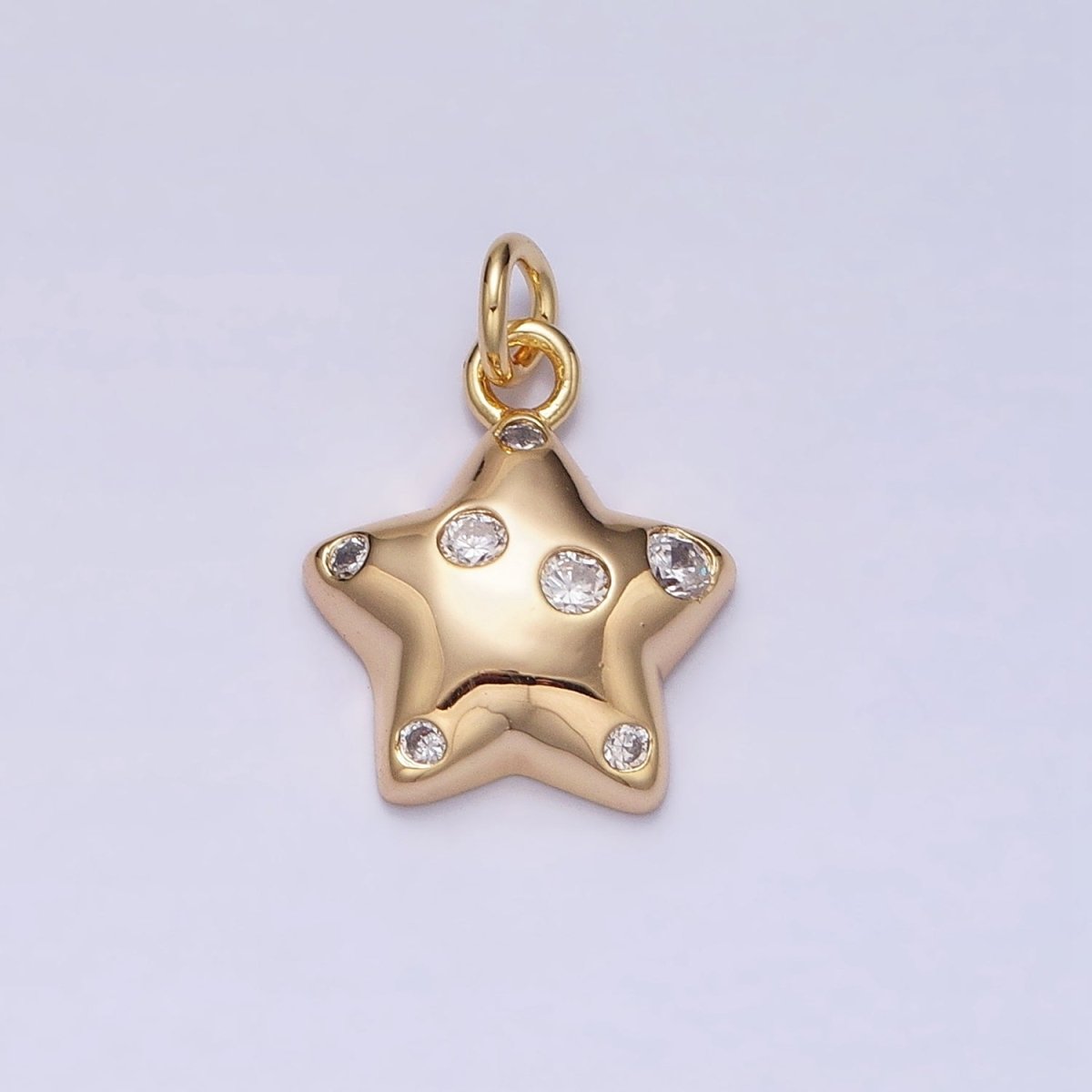 Mini Gold Star Charm with CZ Stone Dots Bubble Celestial Jewelry Pendant AC514 AC515