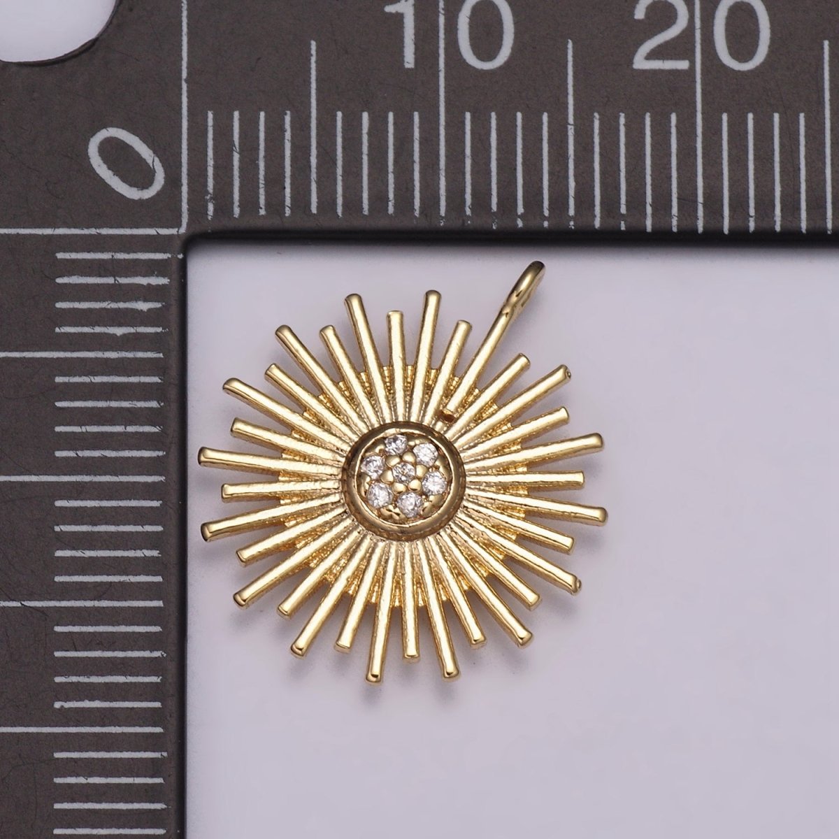 Mini Gold Sun Burst Charm Sun Rays Celestial Charm for Necklace Earring Bracelet Component E-624 - DLUXCA