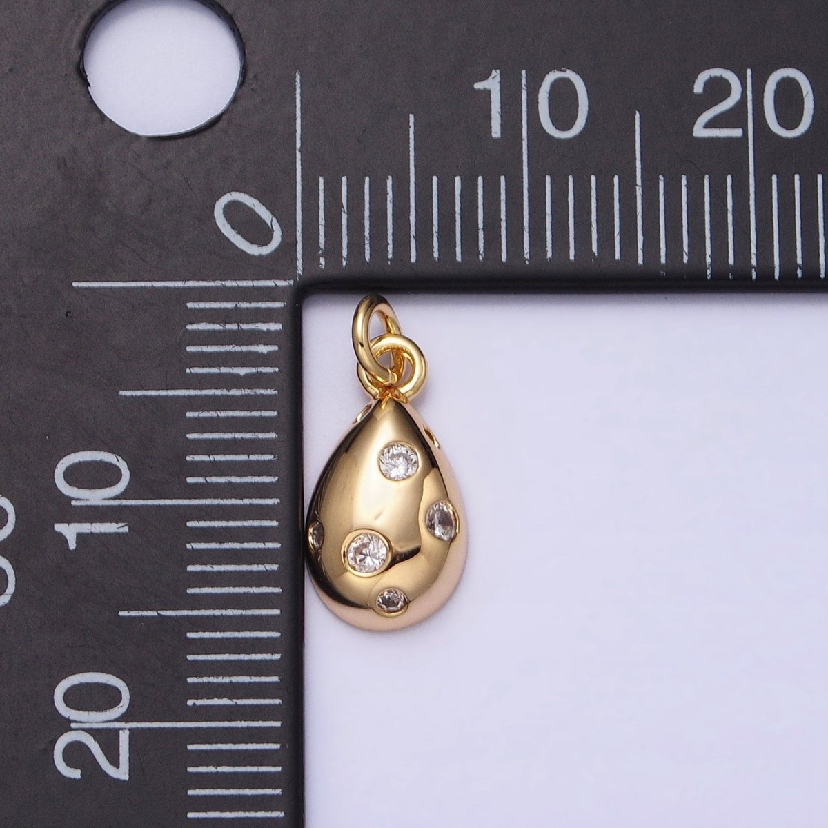 Mini Gold Tear Drop Charm with CZ Stone Dots Bubble Teardrop Pear Geometric Pendant AC490 AC491
