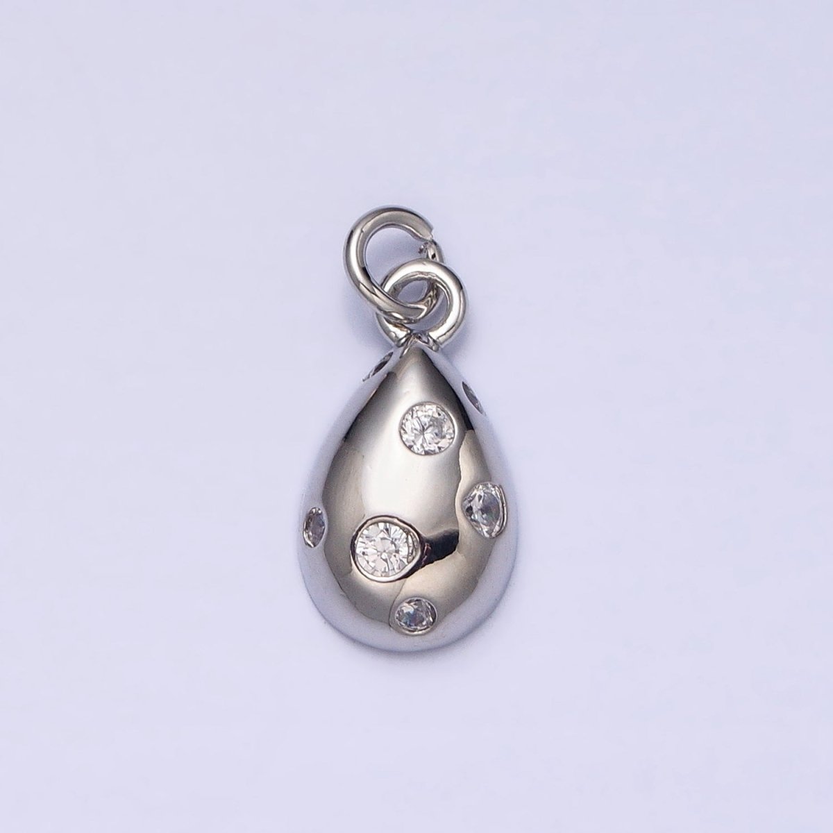 Mini Gold Tear Drop Charm with CZ Stone Dots Bubble Teardrop Pear Geometric Pendant AC490 AC491