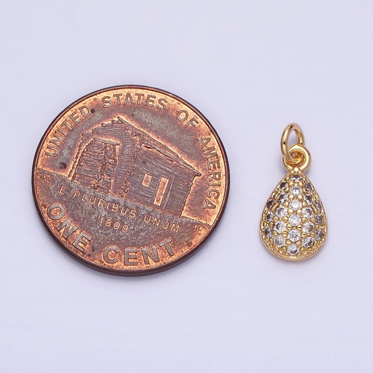 Mini Gold Tear Drop Charm with CZ Stone Teardrop Geometric Cubic Zirconia Pendant AC478 AC479