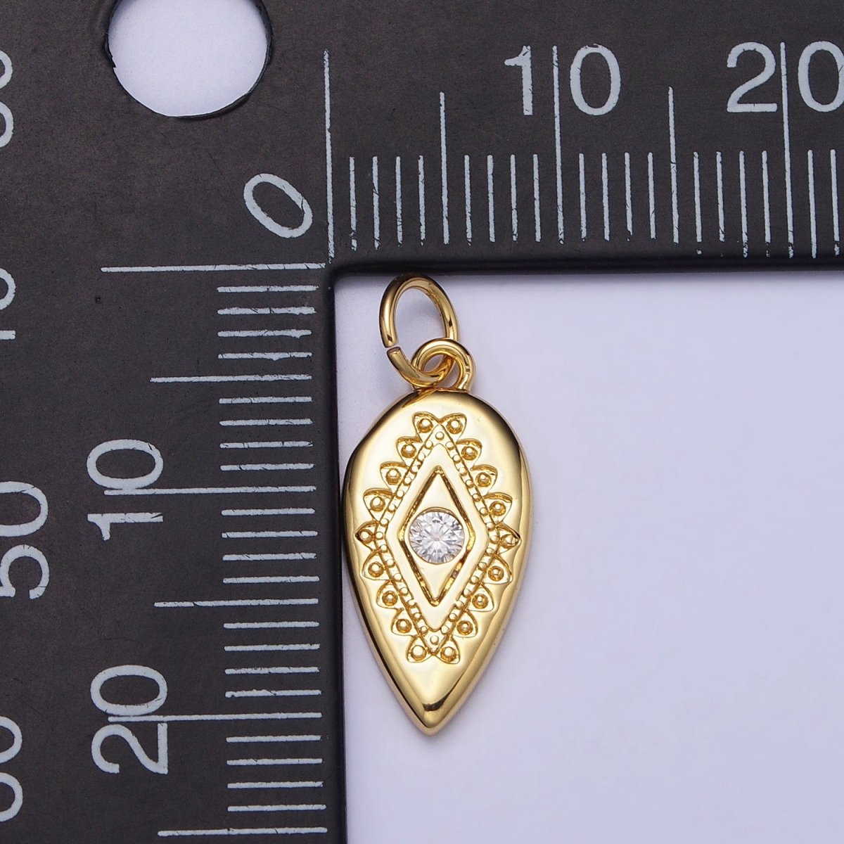 Mini Gold Tear Drop Evil Eye with Micro Pave cz Crystal Gold Charm | AC664 AC665