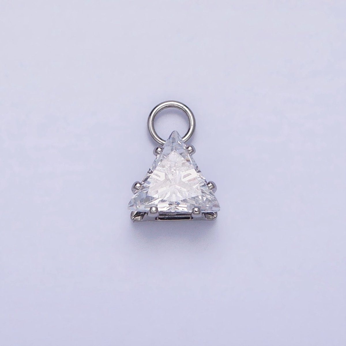 Mini Gold Triangle Cubic Zirconia Charm, Tiny Clear CZ Charm add on Charm for Bracelet Earring Necklace Supply AC-420 AC-421