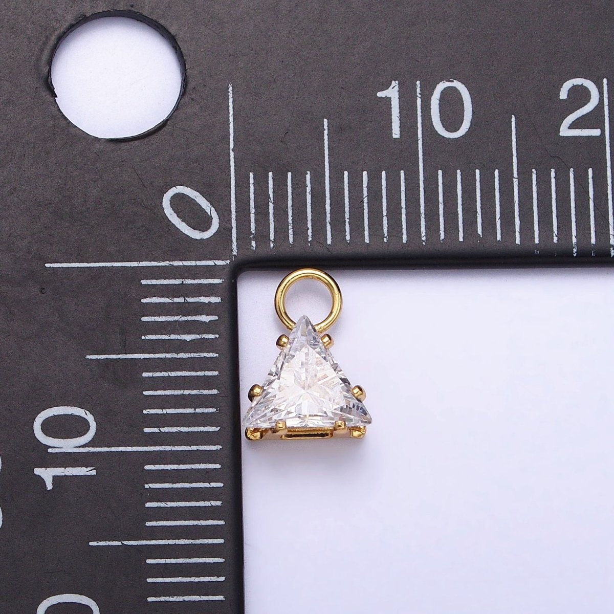 Mini Gold Triangle Cubic Zirconia Charm, Tiny Clear CZ Charm add on Charm for Bracelet Earring Necklace Supply AC-420 AC-421