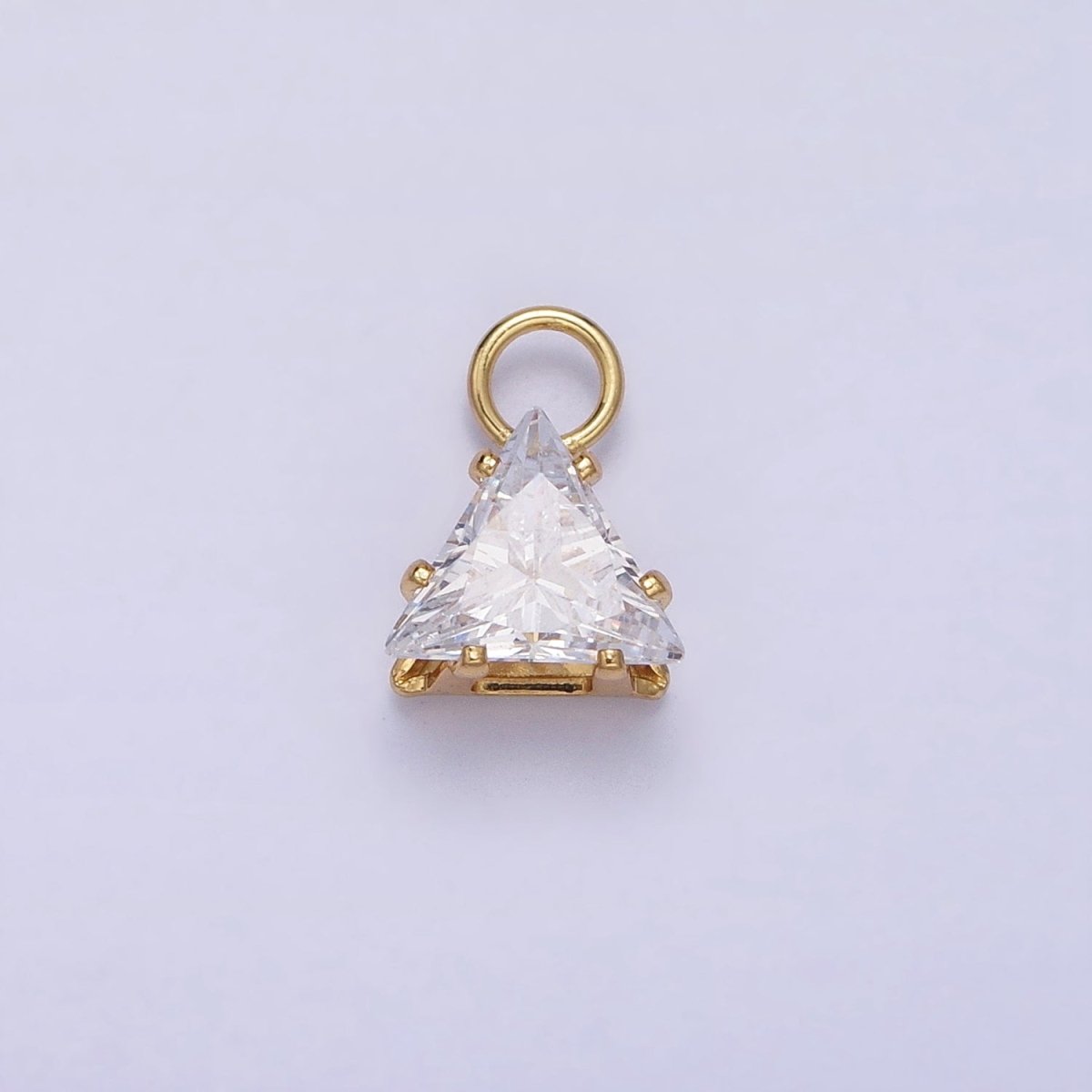 Mini Gold Triangle Cubic Zirconia Charm, Tiny Clear CZ Charm add on Charm for Bracelet Earring Necklace Supply AC-420 AC-421