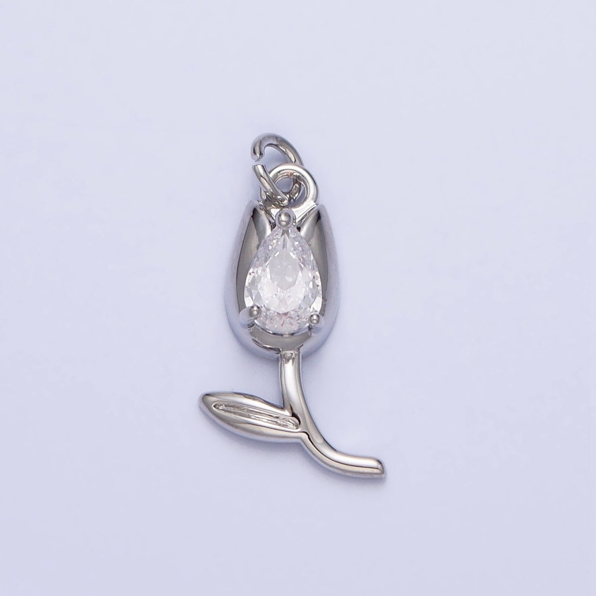 Mini Gold Tulip Charm CZ Silver Tulips Flower Buds Pendant AC777 AC778