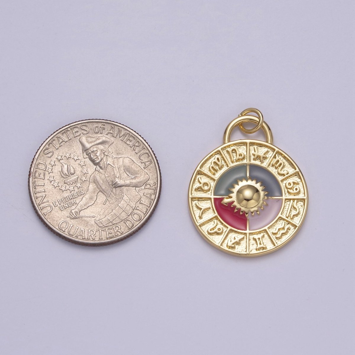 Mini Gold Zodiac Medallion Charm for Add on Charm Bracelet Necklace N-924 - DLUXCA
