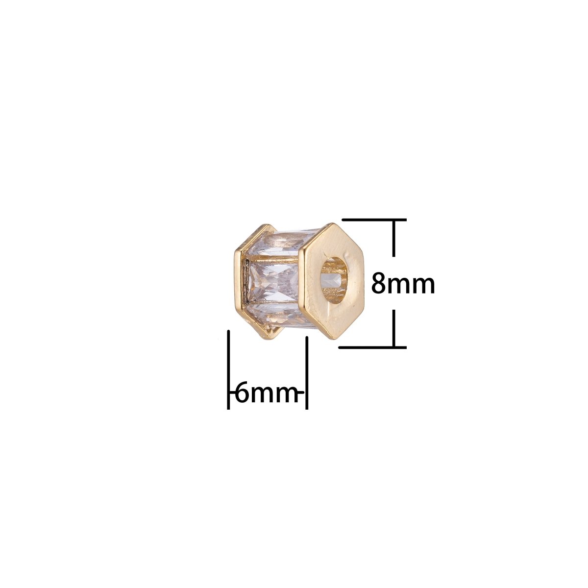Mini Golden Hexagonal Beads, CZ Tiny Gold Filled Geometric Jewelry Making Beads Supplies B-146 - DLUXCA