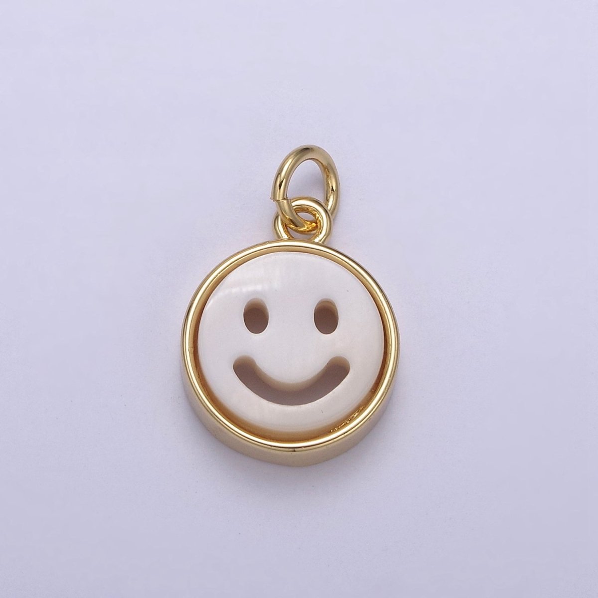 Mini Happy Face Cham White Shell Pearl Smiley Face Charm in 14k Gold Filled N-802 N-803