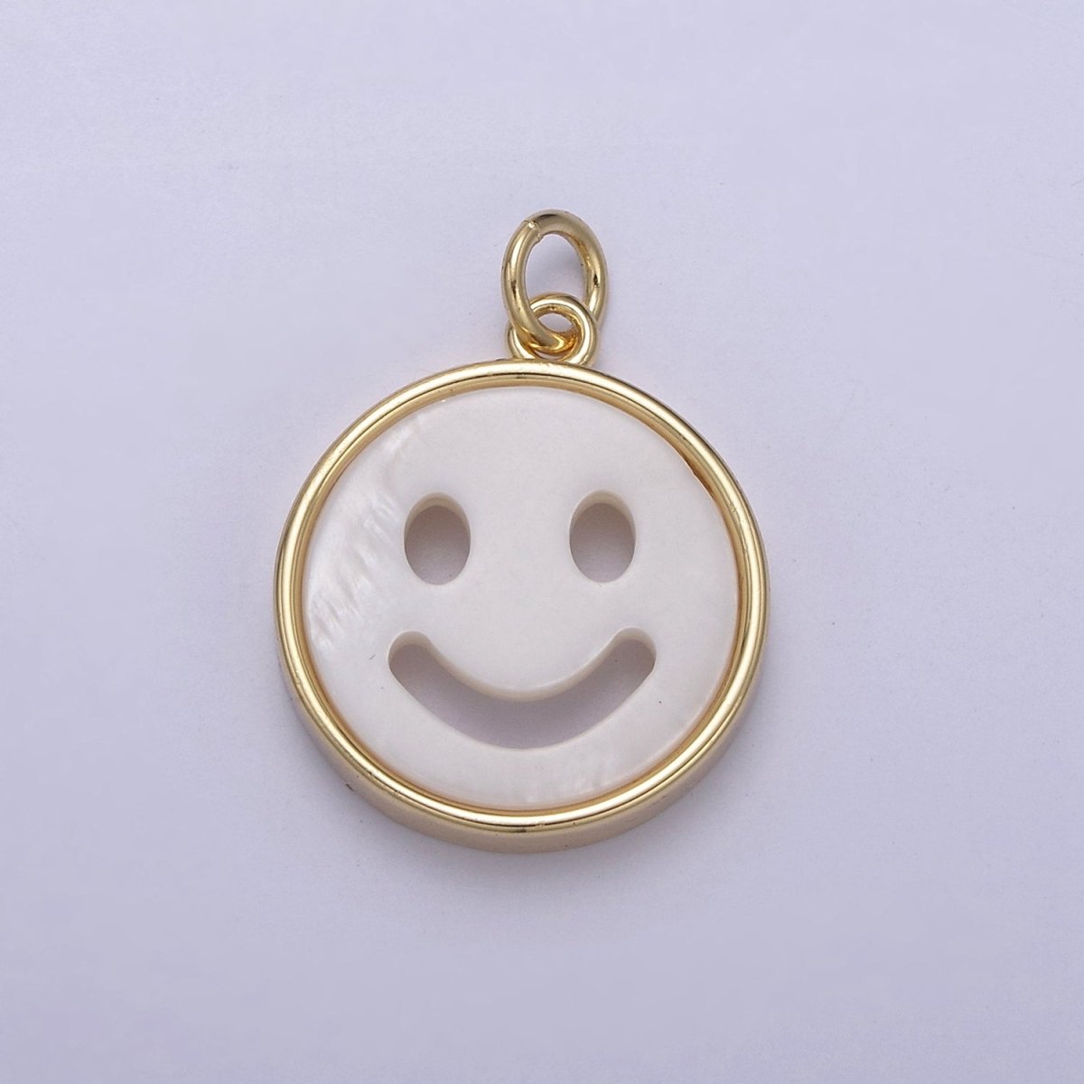 Mini Happy Face Cham White Shell Pearl Smiley Face Charm in 14k Gold Filled N-802 N-803