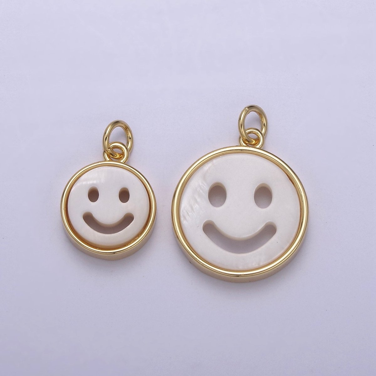Mini Happy Face Cham White Shell Pearl Smiley Face Charm in 14k Gold Filled N-802 N-803